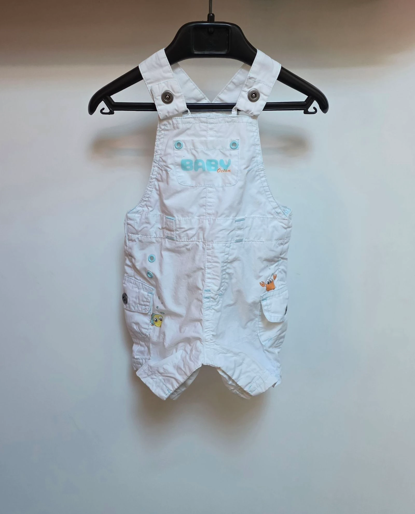 Salopette courte blanche "Baby Ocean" Petit Kimbaloo Taille 3 mois